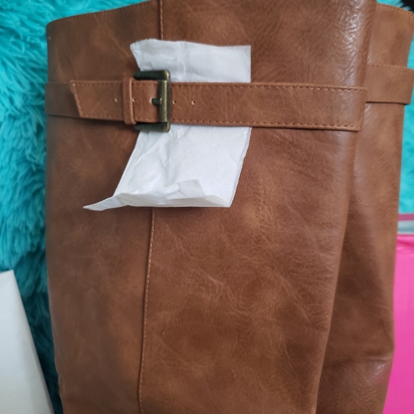 JustFab Luiza Cognac Heeled Boots NIB - Picture 6 of 9